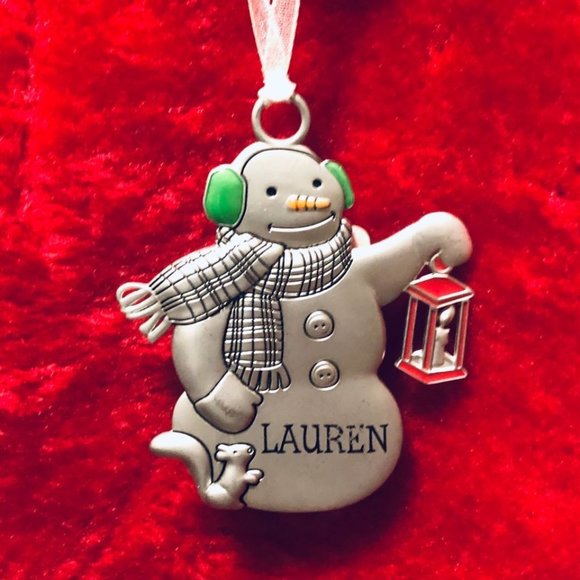 “Lauren” Hallmark Metal Snowman Ornament - Picture 1 of 3